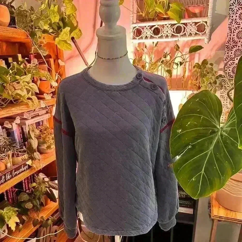 SUNDRY | Quilted crew neckline pullover | SIZE 0/MED